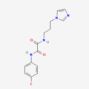 molecular formula C14H15FN4O2 B2481788 N'-(4-fluorophenyl)-N-[3-(1H-imidazol-1-yl)propyl]ethanediamide CAS No. 318258-79-6