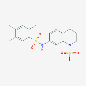 molecular formula C19H24N2O4S2 B2481793 N-(1-methanesulfonyl-1,2,3,4-tetrahydroquinolin-7-yl)-2,4,5-trimethylbenzene-1-sulfonamide CAS No. 946352-47-2