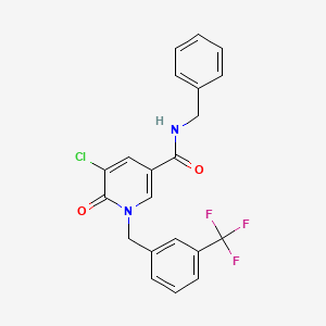 molecular formula C21H16ClF3N2O2 B2481796 N-benzyl-5-chloro-6-oxo-1-[[3-(trifluoromethyl)phenyl]methyl]pyridine-3-carboxamide CAS No. 339024-21-4
