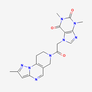 molecular formula C19H20N8O3 B2481798 1,3-dimethyl-7-(2-(2-methyl-8,9-dihydropyrazolo[1,5-a]pyrido[3,4-e]pyrimidin-7(6H)-yl)-2-oxoethyl)-1H-purine-2,6(3H,7H)-dione CAS No. 1797735-65-9