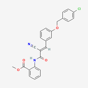 methyl 2-[[(E)-3-[3-[(4-chlorophenyl)methoxy]phenyl]-2-cyanoprop-2-enoyl]amino]benzoate