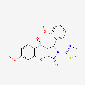 molecular formula C22H16N2O5S B2481808 6-Methoxy-1-(2-methoxyphenyl)-2-(1,3-thiazol-2-yl)-1,2-dihydrochromeno[2,3-c]pyrrole-3,9-dione CAS No. 886171-10-4