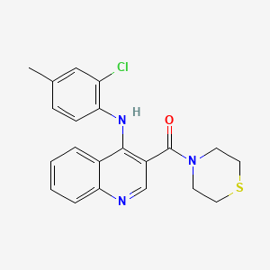 molecular formula C21H20ClN3OS B2481856 N-(2-CHLORO-4-METHYLPHENYL)-3-(THIOMORPHOLINE-4-CARBONYL)QUINOLIN-4-AMINE CAS No. 1359127-20-0