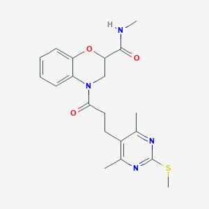 B2481884 4-{3-[4,6-dimethyl-2-(methylsulfanyl)pyrimidin-5-yl]propanoyl}-N-methyl-3,4-dihydro-2H-1,4-benzoxazine-2-carboxamide CAS No. 1031123-46-2