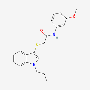 molecular formula C20H22N2O2S B2481909 N-(3-methoxyphenyl)-2-[(1-propyl-1H-indol-3-yl)sulfanyl]acetamide CAS No. 919715-10-9