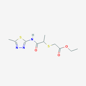 molecular formula C10H15N3O3S2 B2481957 ethyl 2-({1-[(5-methyl-1,3,4-thiadiazol-2-yl)carbamoyl]ethyl}sulfanyl)acetate CAS No. 394233-45-5