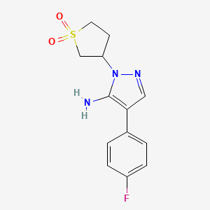 molecular formula C13H14FN3O2S B2481967 3-[5-amino-4-(4-fluorophenyl)-1H-pyrazol-1-yl]-1lambda6-thiolane-1,1-dione CAS No. 321574-18-9