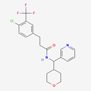 molecular formula C21H22ClF3N2O2 B2481970 3-[4-chloro-3-(trifluoromethyl)phenyl]-N-[(oxan-4-yl)(pyridin-3-yl)methyl]propanamide CAS No. 2034406-44-3