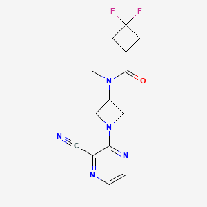 molecular formula C14H15F2N5O B2481989 N-[1-(3-Cyanopyrazin-2-yl)azetidin-3-yl]-3,3-difluoro-N-methylcyclobutane-1-carboxamide CAS No. 2380069-90-7