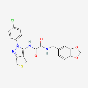molecular formula C21H17ClN4O4S B2481998 N'-[(2H-1,3-benzodioxol-5-yl)methyl]-N-[2-(4-chlorophenyl)-2H,4H,6H-thieno[3,4-c]pyrazol-3-yl]ethanediamide CAS No. 941884-10-2