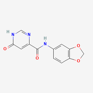 molecular formula C12H9N3O4 B2482010 N-(2H-1,3-benzodioxol-5-yl)-6-hydroxypyrimidine-4-carboxamide CAS No. 2034441-62-6