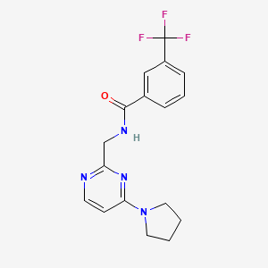 molecular formula C17H17F3N4O B2482023 N-{[4-(pyrrolidin-1-yl)pyrimidin-2-yl]methyl}-3-(trifluoromethyl)benzamide CAS No. 1796992-10-3