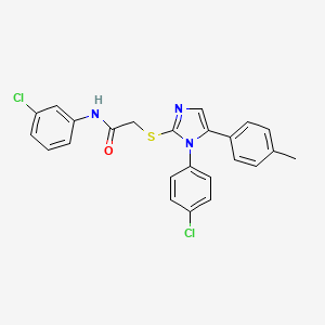 molecular formula C24H19Cl2N3OS B2482026 N-(3-chlorophenyl)-2-((1-(4-chlorophenyl)-5-(p-tolyl)-1H-imidazol-2-yl)thio)acetamide CAS No. 1226459-01-3