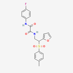 molecular formula C21H19FN2O5S B2482031 N1-(4-fluorophenyl)-N2-(2-(furan-2-yl)-2-tosylethyl)oxalamide CAS No. 877816-05-2