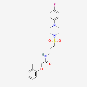molecular formula C22H28FN3O4S B2482032 N-(3-((4-(4-fluorophenyl)piperazin-1-yl)sulfonyl)propyl)-2-(o-tolyloxy)acetamide CAS No. 1049445-64-8