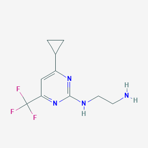 molecular formula C10H13F3N4 B2482057 N1-(4-Cyclopropyl-6-(trifluoromethyl)pyrimidin-2-yl)ethane-1,2-diamine CAS No. 869950-19-6