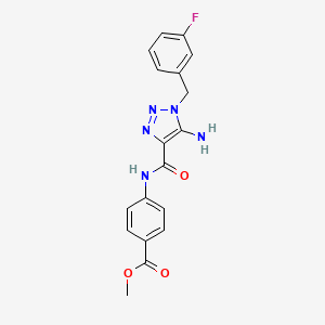 molecular formula C18H16FN5O3 B2482072 methyl 4-{5-amino-1-[(3-fluorophenyl)methyl]-1H-1,2,3-triazole-4-amido}benzoate CAS No. 899981-72-7