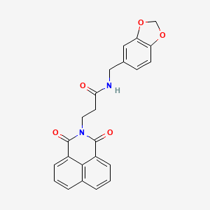 molecular formula C23H18N2O5 B2482099 N-[(2H-1,3-benzodioxol-5-yl)methyl]-3-{2,4-dioxo-3-azatricyclo[7.3.1.0^{5,13}]trideca-1(13),5,7,9,11-pentaen-3-yl}propanamide CAS No. 342596-39-8