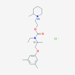 molecular formula C22H37ClN2O3 B024821 Carbamic acid, N-ethyl-N-(1-(3,5-xylyloxy)-2-propyl)-, 2-(2-methylpiperidino)ethyl ester, hydrochloride CAS No. 101491-86-5