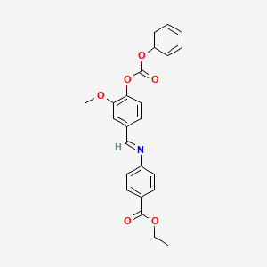 molecular formula C24H21NO6 B2482119 ethyl 4-[(E)-({3-methoxy-4-[(phenoxycarbonyl)oxy]phenyl}methylidene)amino]benzoate CAS No. 326882-93-3