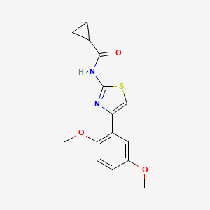 molecular formula C15H16N2O3S B2482163 N-[4-(2,5-dimethoxyphenyl)-1,3-thiazol-2-yl]cyclopropanecarboxamide CAS No. 484654-87-7