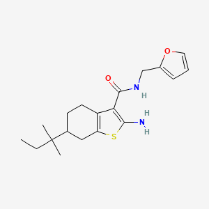 molecular formula C19H26N2O2S B2482192 2-amino-6-(1,1-dimethylpropyl)-N-(2-furylmethyl)-4,5,6,7-tetrahydro-1-benzothiophene-3-carboxamide CAS No. 590358-26-2