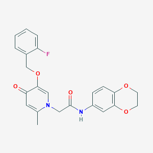 molecular formula C23H21FN2O5 B2482223 N-(2,3-dihydro-1,4-benzodioxin-6-yl)-2-{5-[(2-fluorophenyl)methoxy]-2-methyl-4-oxo-1,4-dihydropyridin-1-yl}acetamide CAS No. 942009-93-0