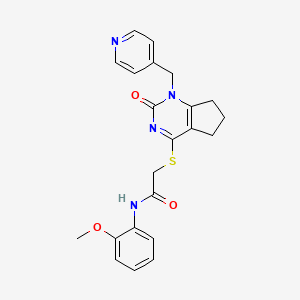 molecular formula C22H22N4O3S B2482315 N-(2-methoxyphenyl)-2-({2-oxo-1-[(pyridin-4-yl)methyl]-1H,2H,5H,6H,7H-cyclopenta[d]pyrimidin-4-yl}sulfanyl)acetamide CAS No. 933204-40-1