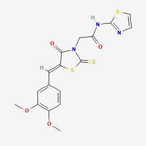 2-[(5Z)-5-[(3,4-dimethoxyphenyl)methylidene]-4-oxo-2-sulfanylidene-1,3-thiazolidin-3-yl]-N-(1,3-thiazol-2-yl)acetamide