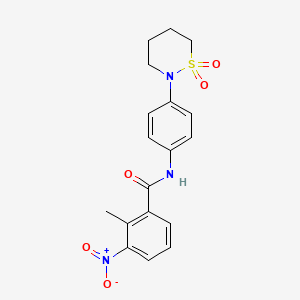 molecular formula C18H19N3O5S B2482344 N-[4-(1,1-dioxo-1lambda6,2-thiazinan-2-yl)phenyl]-2-methyl-3-nitrobenzamide CAS No. 899975-95-2