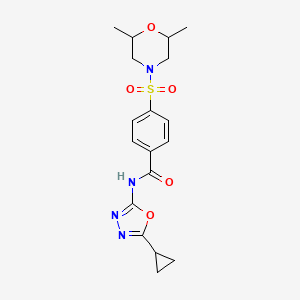 molecular formula C18H22N4O5S B2482351 N-(5-cyclopropyl-1,3,4-oxadiazol-2-yl)-4-((2,6-dimethylmorpholino)sulfonyl)benzamide CAS No. 850935-96-5