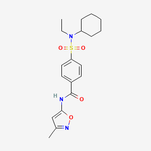 molecular formula C19H25N3O4S B2482374 4-[cyclohexyl(ethyl)sulfamoyl]-N-(3-methyl-1,2-oxazol-5-yl)benzamide CAS No. 1021224-60-1