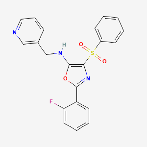 molecular formula C21H16FN3O3S B2482380 2-(2-fluorophenyl)-4-(phenylsulfonyl)-N-(3-pyridinylmethyl)-1,3-oxazol-5-amine CAS No. 823829-81-8