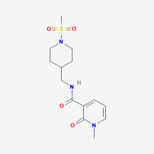 molecular formula C14H21N3O4S B2482420 1-methyl-N-((1-(methylsulfonyl)piperidin-4-yl)methyl)-2-oxo-1,2-dihydropyridine-3-carboxamide CAS No. 1234850-84-0