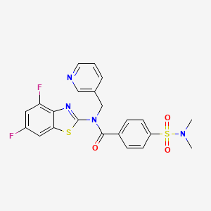molecular formula C22H18F2N4O3S2 B2482428 N-(4,6-difluoro-1,3-benzothiazol-2-yl)-4-(dimethylsulfamoyl)-N-[(pyridin-3-yl)methyl]benzamide CAS No. 895435-50-4