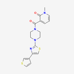 molecular formula C18H18N4O2S2 B2482432 1-methyl-3-(4-(4-(thiophen-3-yl)thiazol-2-yl)piperazine-1-carbonyl)pyridin-2(1H)-one CAS No. 1448073-96-8
