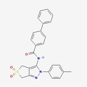 molecular formula C25H21N3O3S B2482462 N-[2-(4-methylphenyl)-5,5-dioxo-2H,4H,6H-5lambda6-thieno[3,4-c]pyrazol-3-yl]-[1,1'-biphenyl]-4-carboxamide CAS No. 681266-48-8