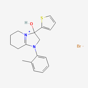 3-Hydroxy-3-(thiophen-2-yl)-1-(o-tolyl)-2,3,5,6,7,8-hexahydroimidazo[1,2-a]pyridin-1-ium bromide