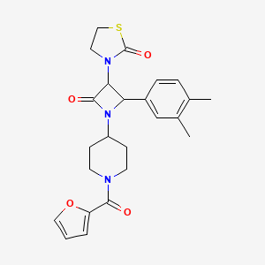 3-[2-(3,4-Dimethylphenyl)-1-[1-(furan-2-carbonyl)piperidin-4-yl]-4-oxoazetidin-3-yl]-1,3-thiazolidin-2-one