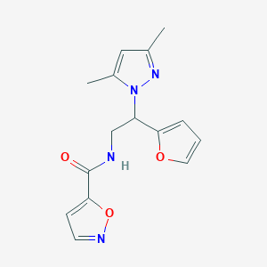 molecular formula C15H16N4O3 B2482539 N-[2-(3,5-dimethyl-1H-pyrazol-1-yl)-2-(furan-2-yl)ethyl]-1,2-oxazole-5-carboxamide CAS No. 2176070-30-5