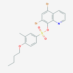 molecular formula C20H19Br2NO4S B2482569 5,7-Dibromoquinolin-8-yl 4-butoxy-3-methylbenzene-1-sulfonate CAS No. 2380178-70-9