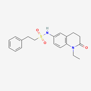 molecular formula C19H22N2O3S B2482578 N-(1-ethyl-2-oxo-1,2,3,4-tetrahydroquinolin-6-yl)-2-phenylethane-1-sulfonamide CAS No. 922079-84-3