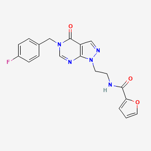 molecular formula C19H16FN5O3 B2482616 N-(2-(5-(4-fluorobenzyl)-4-oxo-4,5-dihydro-1H-pyrazolo[3,4-d]pyrimidin-1-yl)ethyl)furan-2-carboxamide CAS No. 922138-18-9