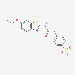 molecular formula C18H18N2O4S2 B2482619 N-(6-ethoxy-1,3-benzothiazol-2-yl)-2-(4-methanesulfonylphenyl)acetamide CAS No. 919848-43-4