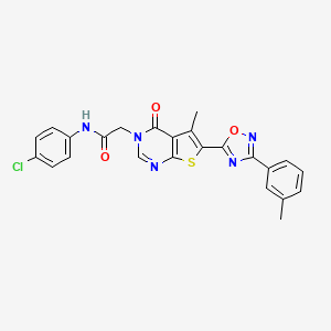 molecular formula C24H18ClN5O3S B2482633 N-(4-chlorophenyl)-2-{5-methyl-6-[3-(3-methylphenyl)-1,2,4-oxadiazol-5-yl]-4-oxo-3H,4H-thieno[2,3-d]pyrimidin-3-yl}acetamide CAS No. 1251612-11-9