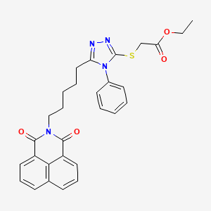 molecular formula C29H28N4O4S B2482657 ethyl 2-{[5-(5-{2,4-dioxo-3-azatricyclo[7.3.1.0^{5,13}]trideca-1(12),5,7,9(13),10-pentaen-3-yl}pentyl)-4-phenyl-4H-1,2,4-triazol-3-yl]sulfanyl}acetate CAS No. 315239-26-0