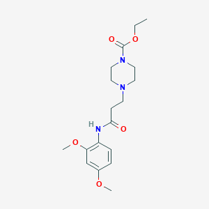 molecular formula C18H27N3O5 B248269 ETHYL 4-[3-(2,4-DIMETHOXYANILINO)-3-OXOPROPYL]TETRAHYDRO-1(2H)-PYRAZINECARBOXYLATE 