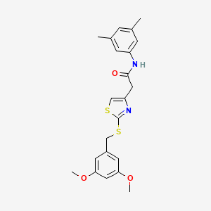 molecular formula C22H24N2O3S2 B2482697 2-(2-((3,5-dimethoxybenzyl)thio)thiazol-4-yl)-N-(3,5-dimethylphenyl)acetamide CAS No. 942001-80-1