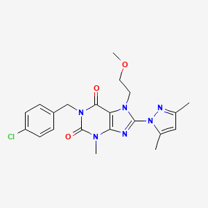 1-(4-chlorobenzyl)-8-(3,5-dimethyl-1H-pyrazol-1-yl)-7-(2-methoxyethyl)-3-methyl-1H-purine-2,6(3H,7H)-dione
