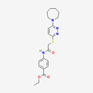 molecular formula C21H26N4O3S B2482714 ETHYL 4-(2-{[6-(AZEPAN-1-YL)PYRIDAZIN-3-YL]SULFANYL}ACETAMIDO)BENZOATE CAS No. 1251671-15-4